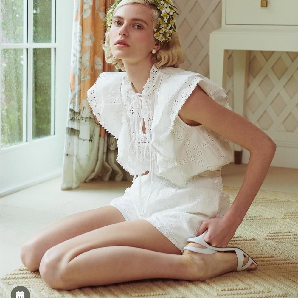 NWT HILL HOUSE HOME The Eyelet Livie Nap Shorts in White Eyelet - Picture 2 of 12